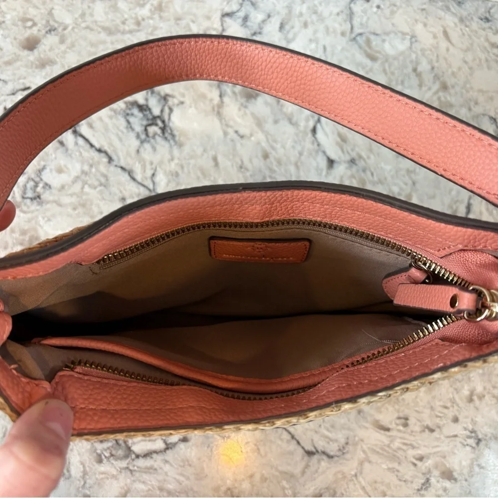 Nanette Lepore Coral and Beige Baguette Shoulder Bag